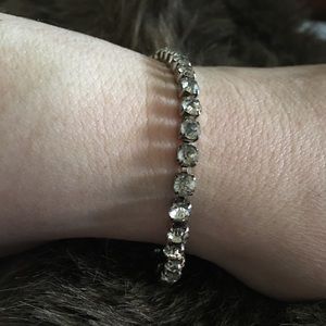 Vintage clear rhinestone silver tennis bracelet